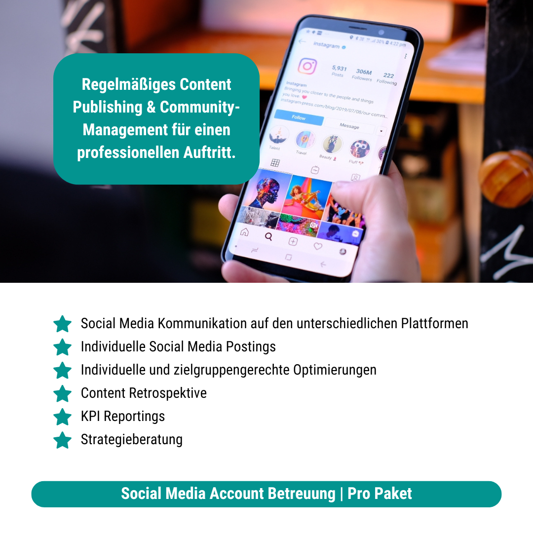 Social Media Account Betreuung - Pro Paket